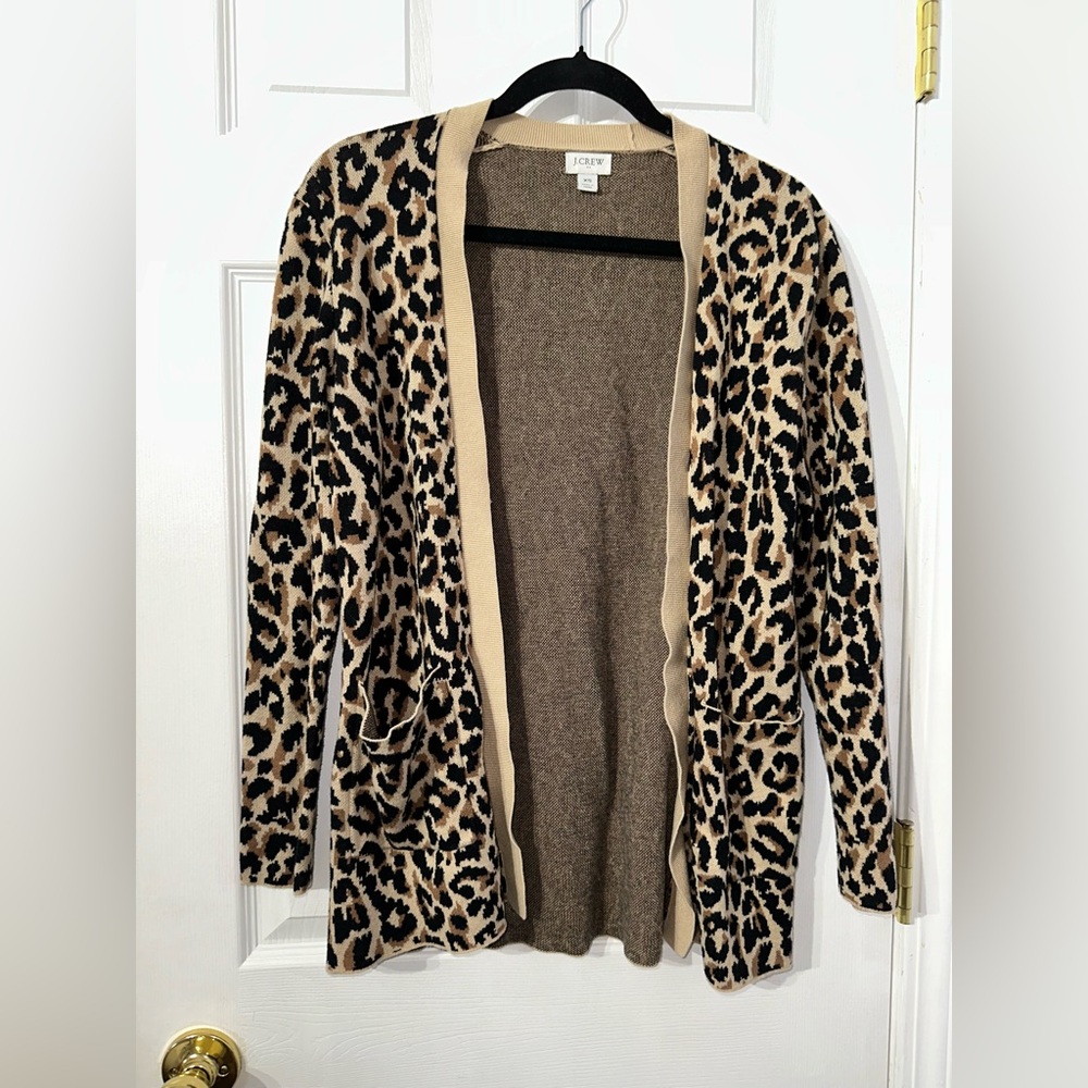 J. Crew Leopard Print Cardigan - Tan and Black (XS) - Picture 10 of 14